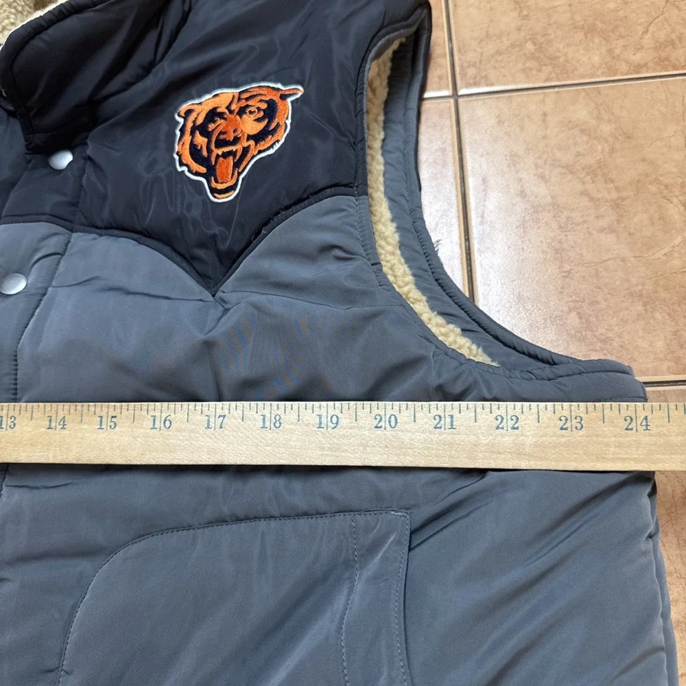 Men's Sz Large Chicago Bears NFL x Darius Rucker Gray Black Vest Sherpa Lined